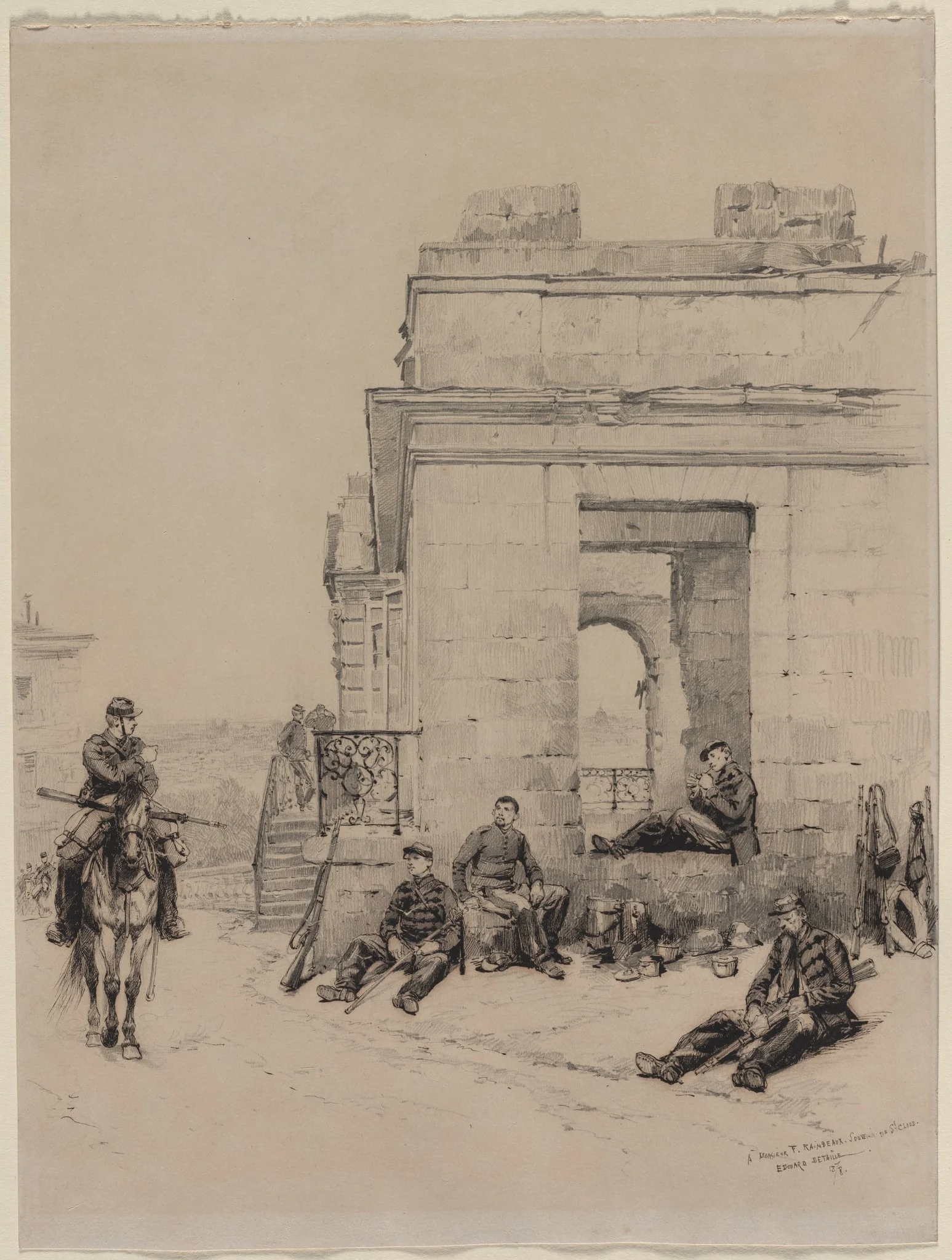 Soldiers Resting (recto), by Édouard Detaille, 1878