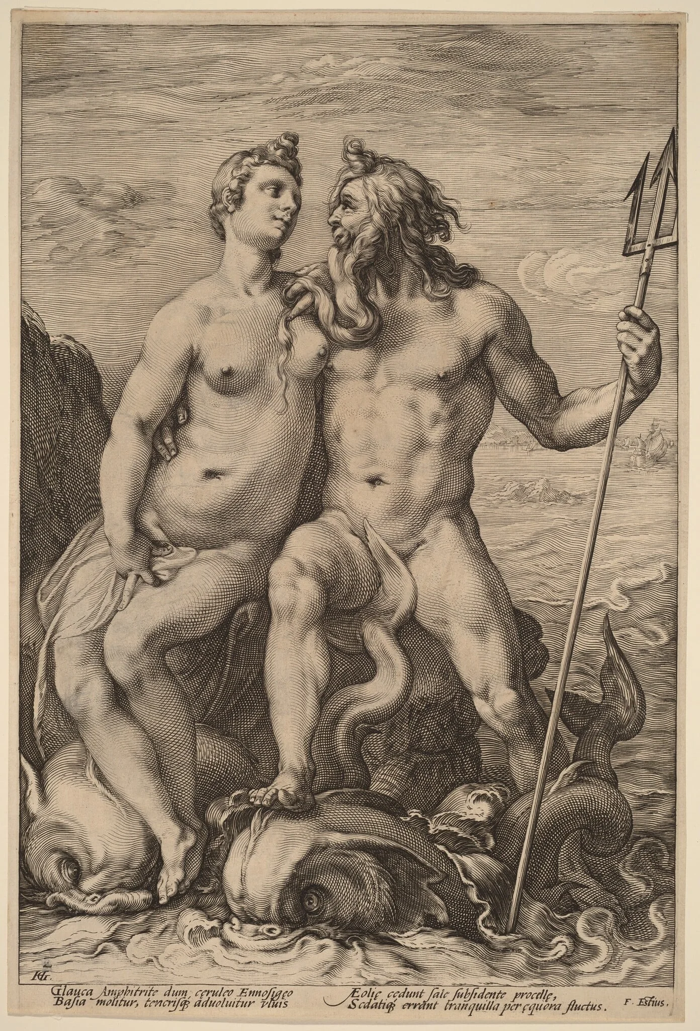 Neptune and Amphitrite, by Hendrik Goltzius, ink, 1594