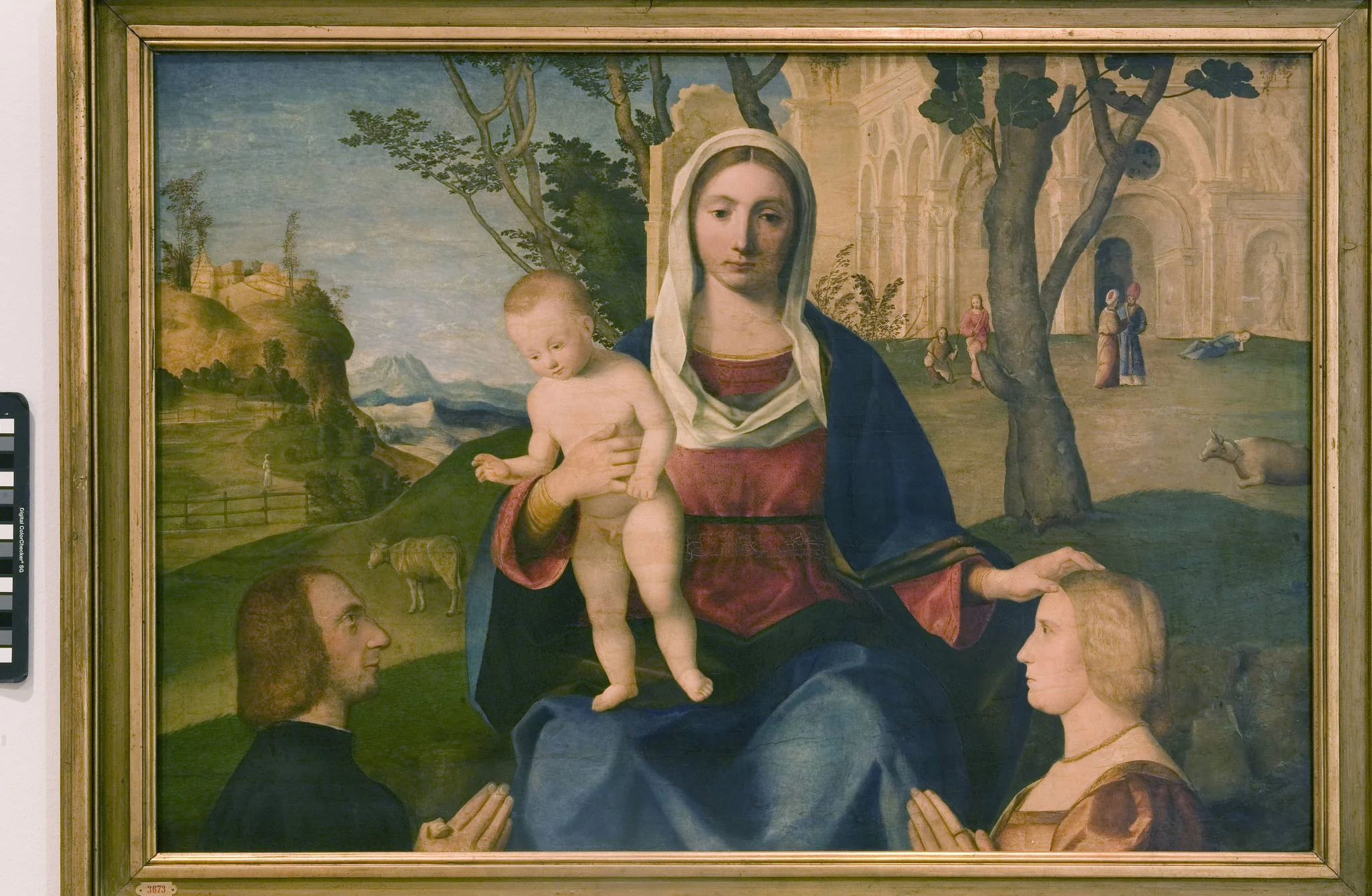 The Virgin and Child with a Male and a Female Donor, by Unknown, 1450