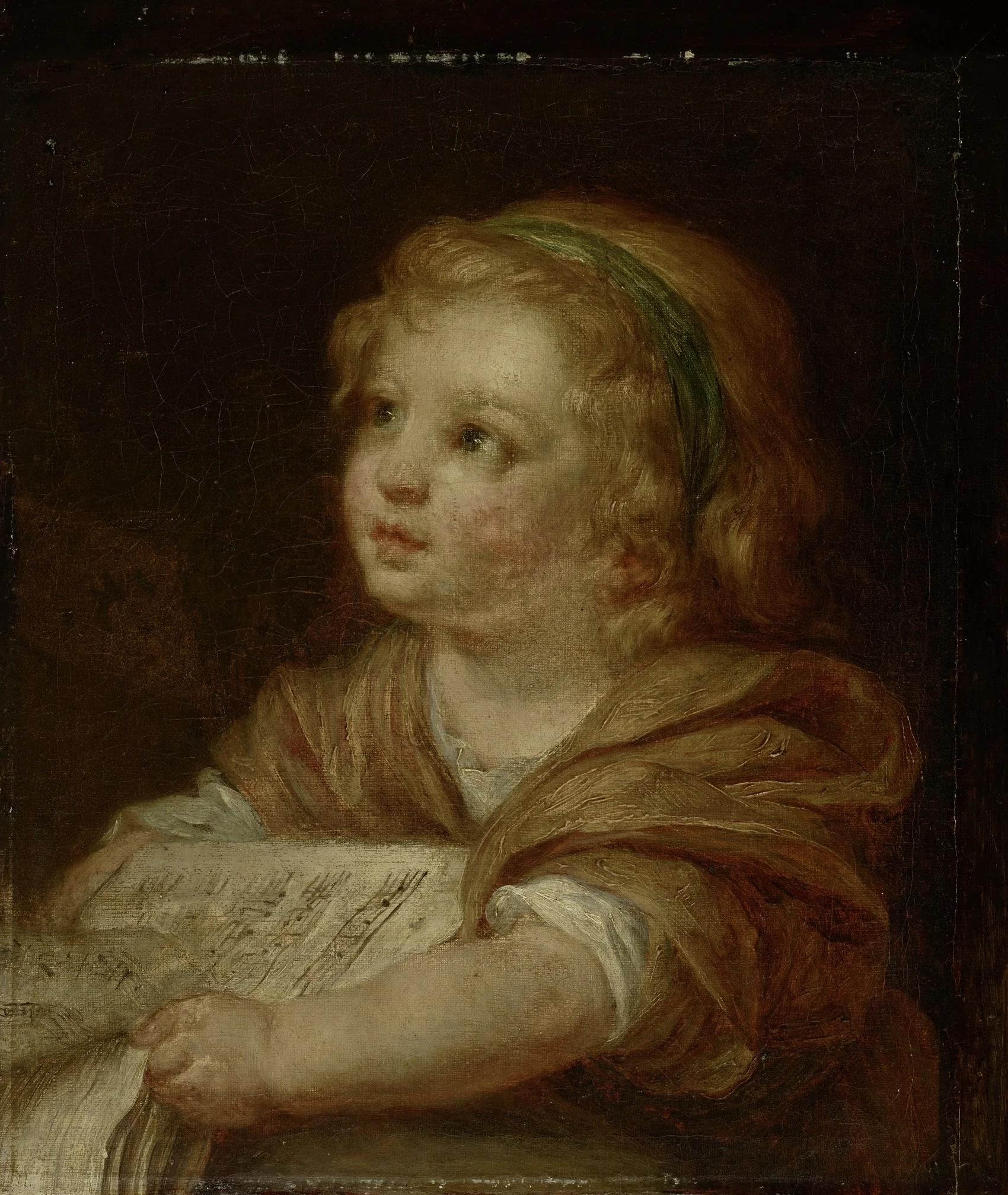 Girl with Music Book, by Jean-Baptiste Greuze, oil, 1792