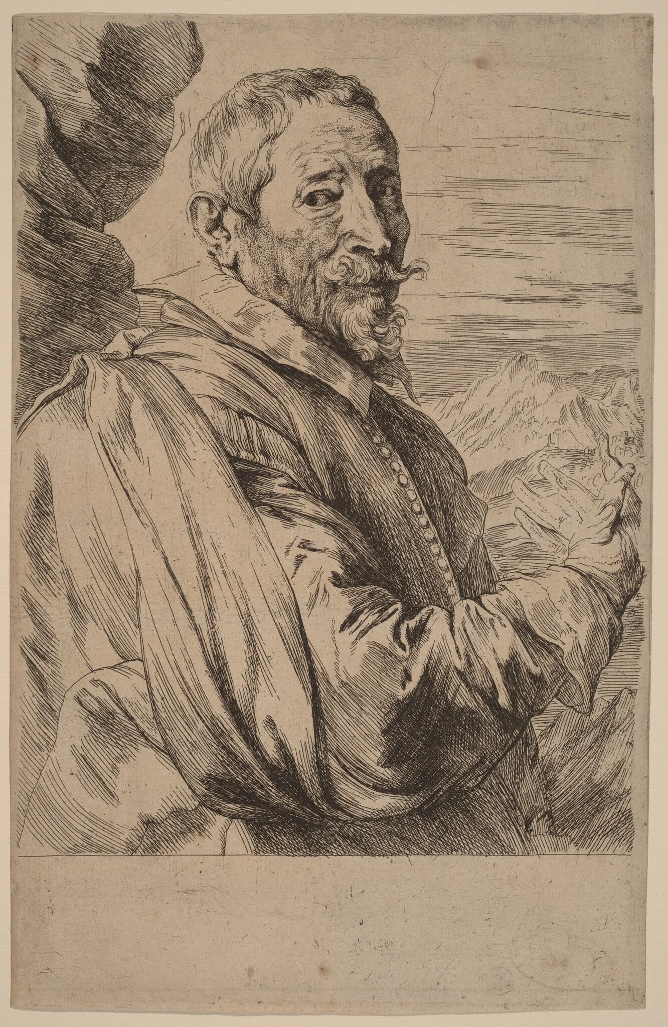 Jodocus de Momper, by Anthony van Dyck, ink, 1634