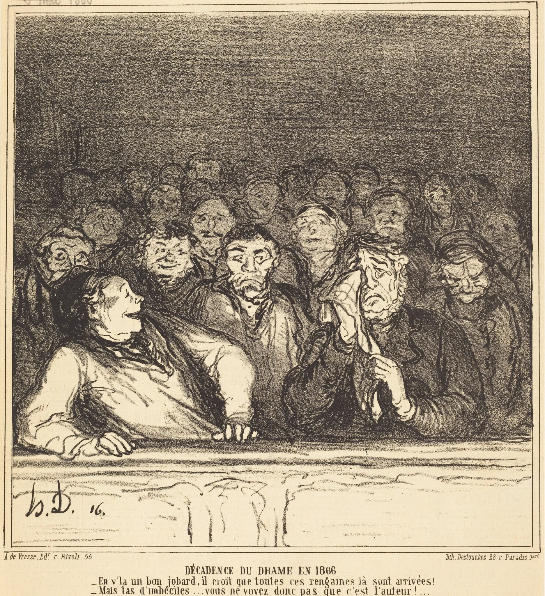 Décadence du drame en 1866, by Honoré Daumier, ink, 1866