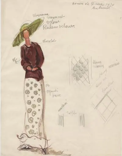 Modeskizze mit Dessinentwürfen