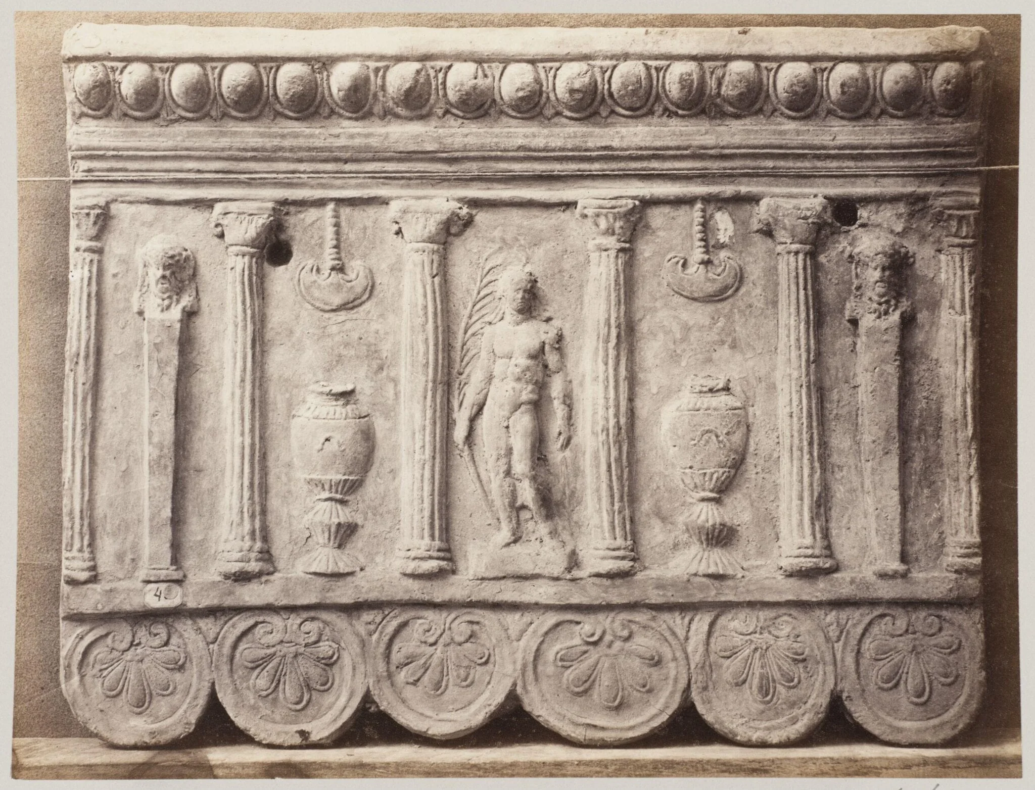 Bas-relief portion of a frieze of Hercules the conqueror in terra cotta, by Louise Laffon, photographic, 1864