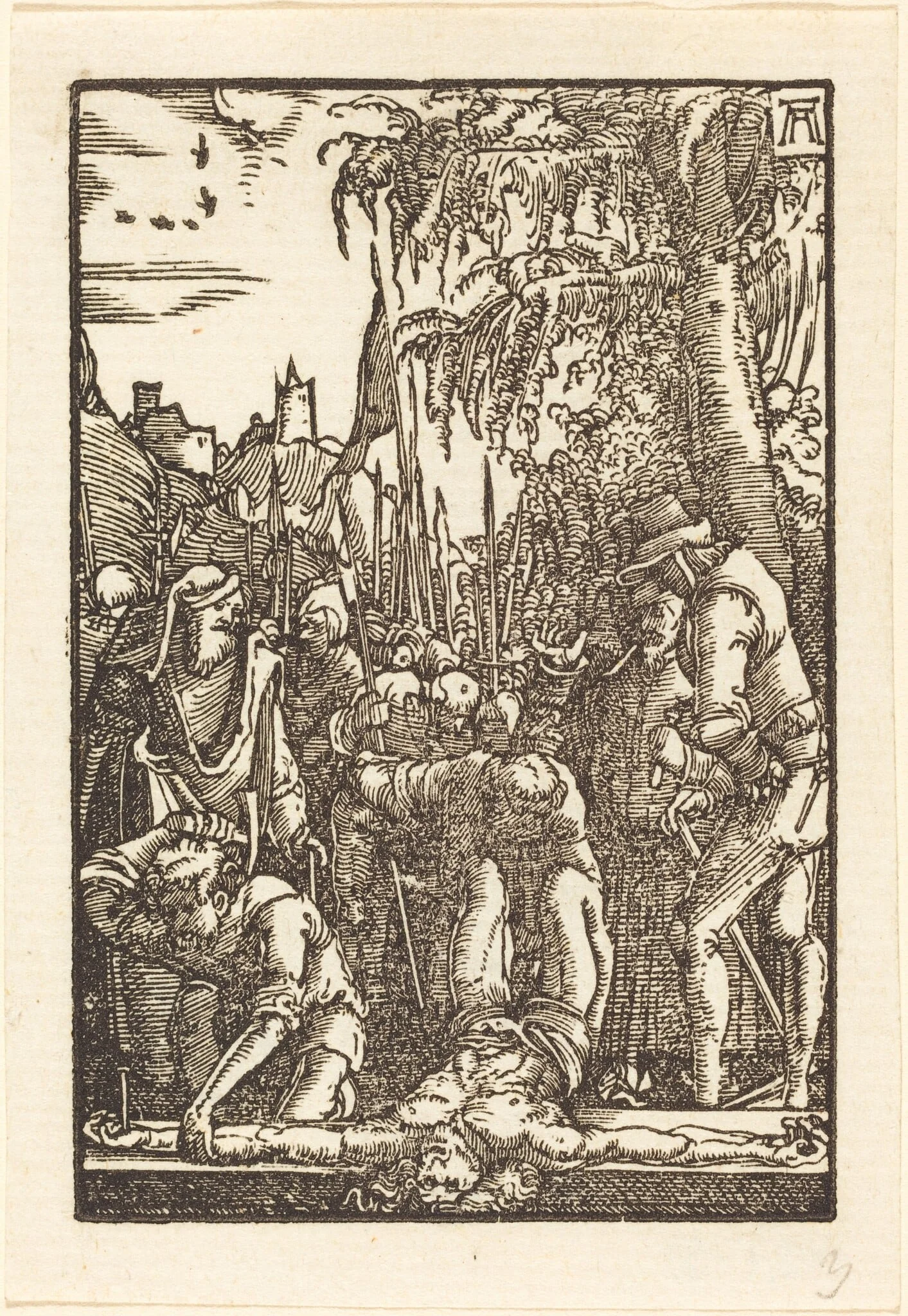 Christ Nailed to the Cross, by Albrecht Altdorfer, ink, 1513