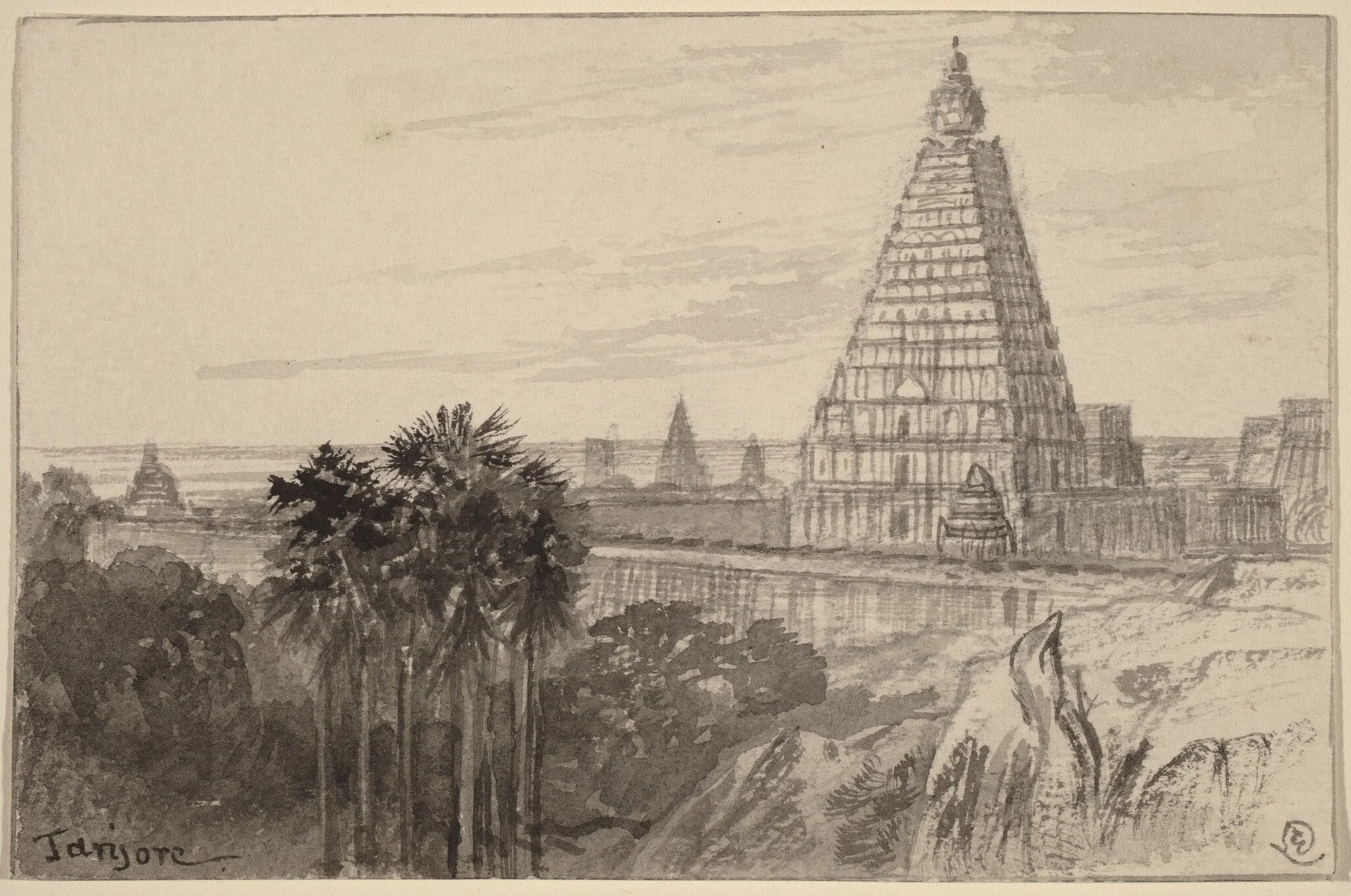 Tanjore, India, by Edward Lear, graphite, 1884