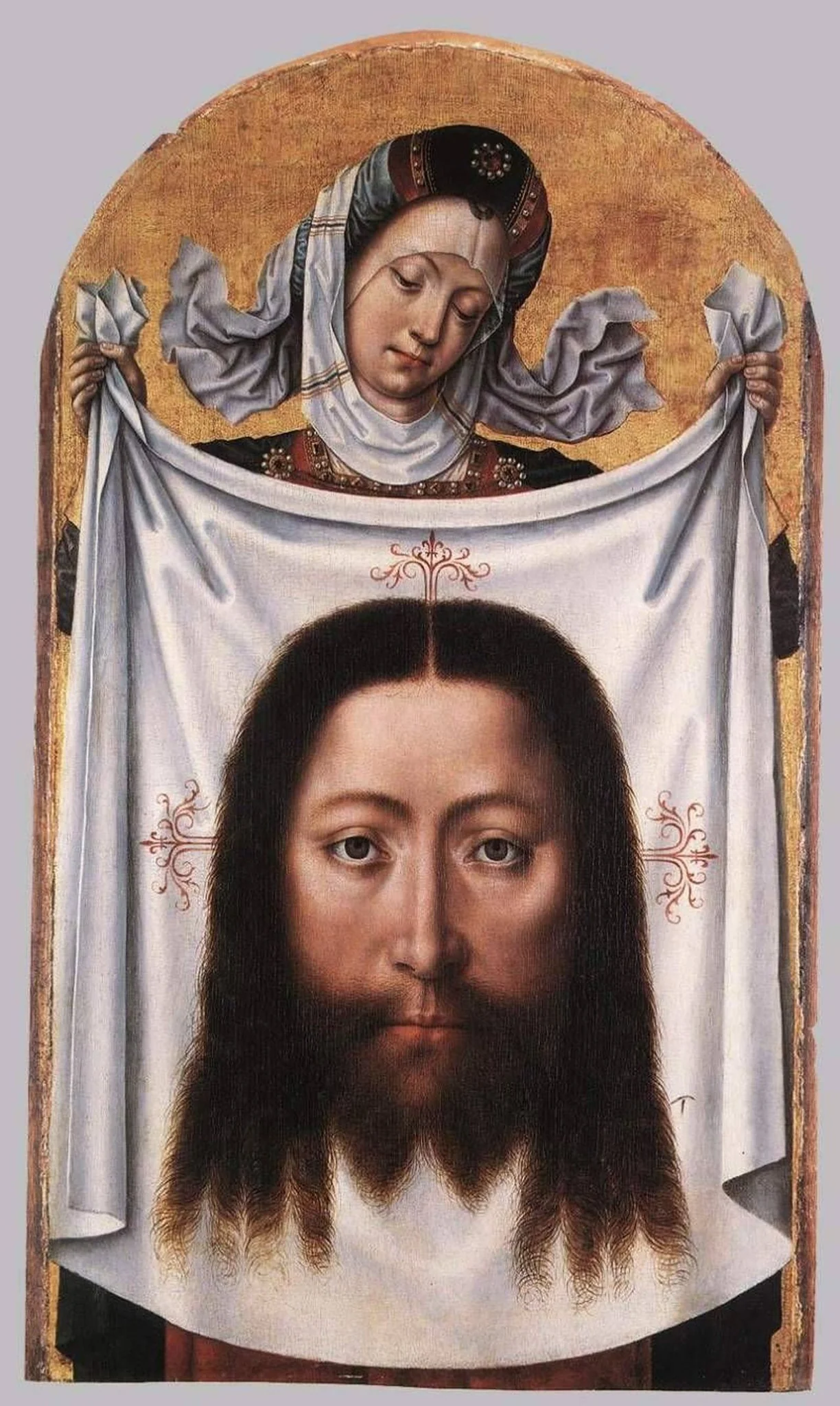Saint Veronica with the Sudarium, by Master of the Bruges Legend of St. Ursula, oil, 1494