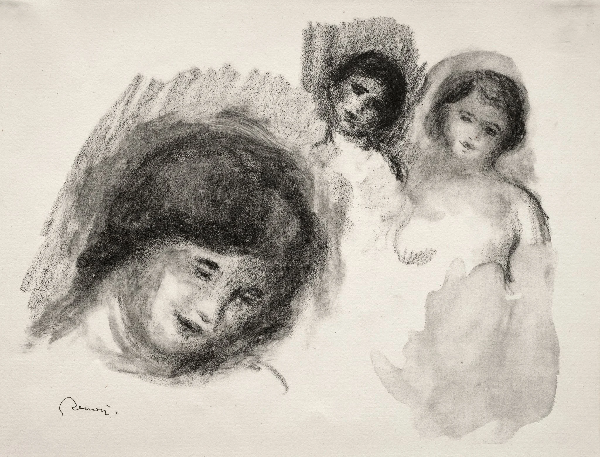 Stone with Three Sketches, by Auguste Renoir, 1904
