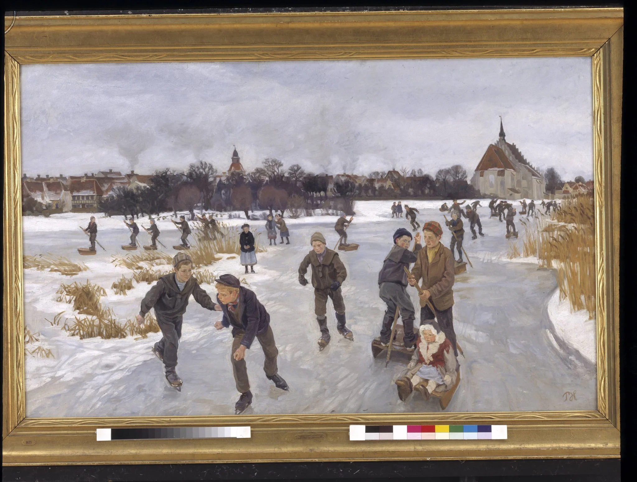 Children skating outside Fåborg, by Unknown, 1901