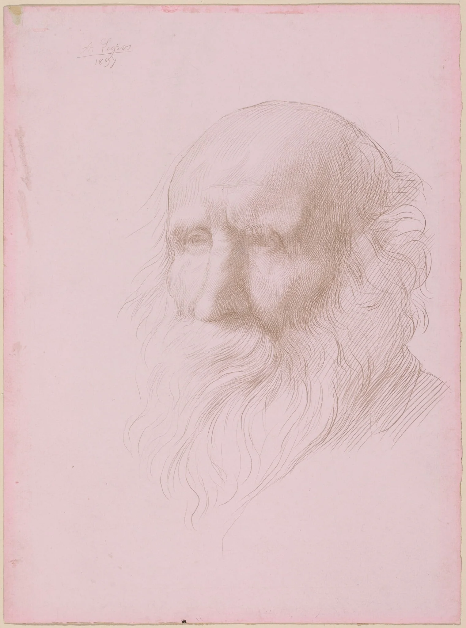 Head of an Old Man, by Alphonse Legros, ink, 1897