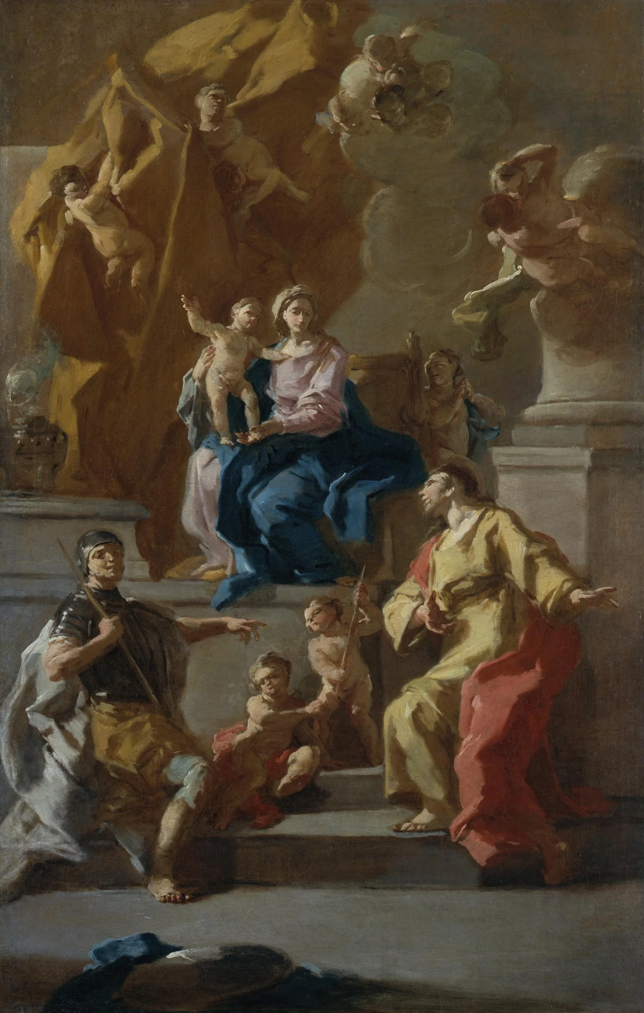 The Virgin and Child Enthroned, with Angels and Two Saints