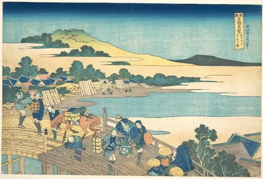 諸國名橋奇覧  ゑちぜんふくゐの橋|Fukui Bridge in Echizen Province (Echizen Fukui no hashi), from the series Remarkable Views of Bridges in Various Provinces (Shokoku meikyō kiran)
