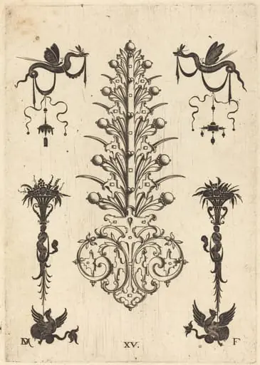Hyacinth-Shaped Brooch with Winged Snakes at Top and Winged Animals at Bottom