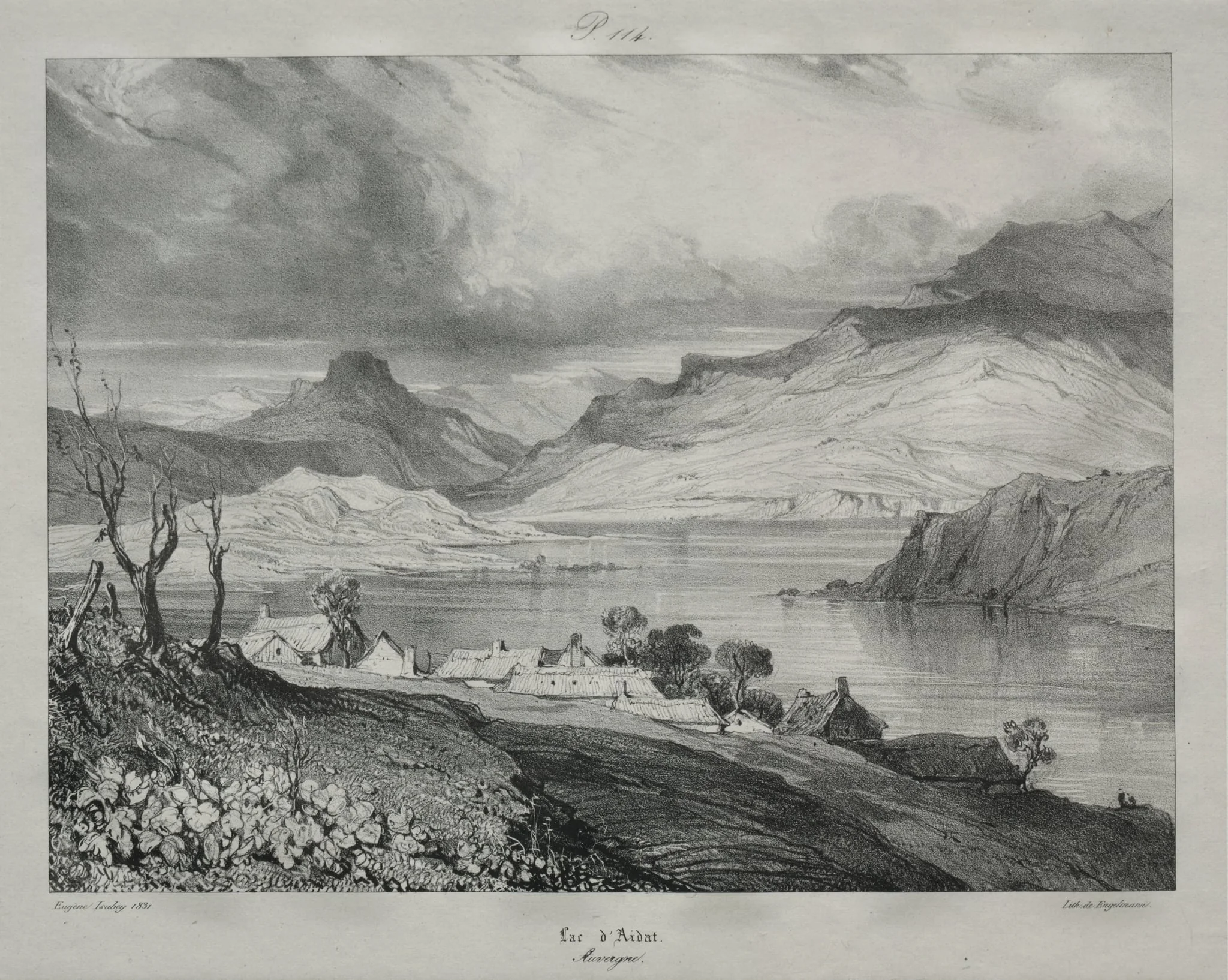 Auvergne:  Lac d'Aidat, Auvergne, by Eugène Isabey, 1831
