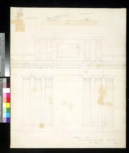 Elevation of Center of the Guard House and North Screen, Buckingham Palace