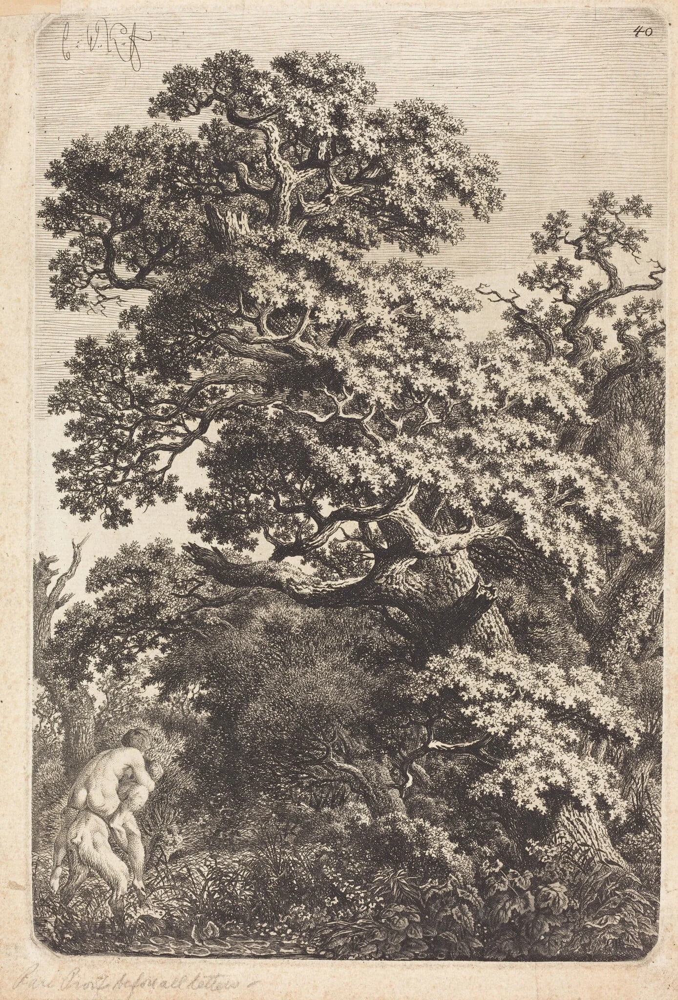 Satyr and Nymph in a Swamp, by Carl Wilhelm Kolbe, ink, 1794