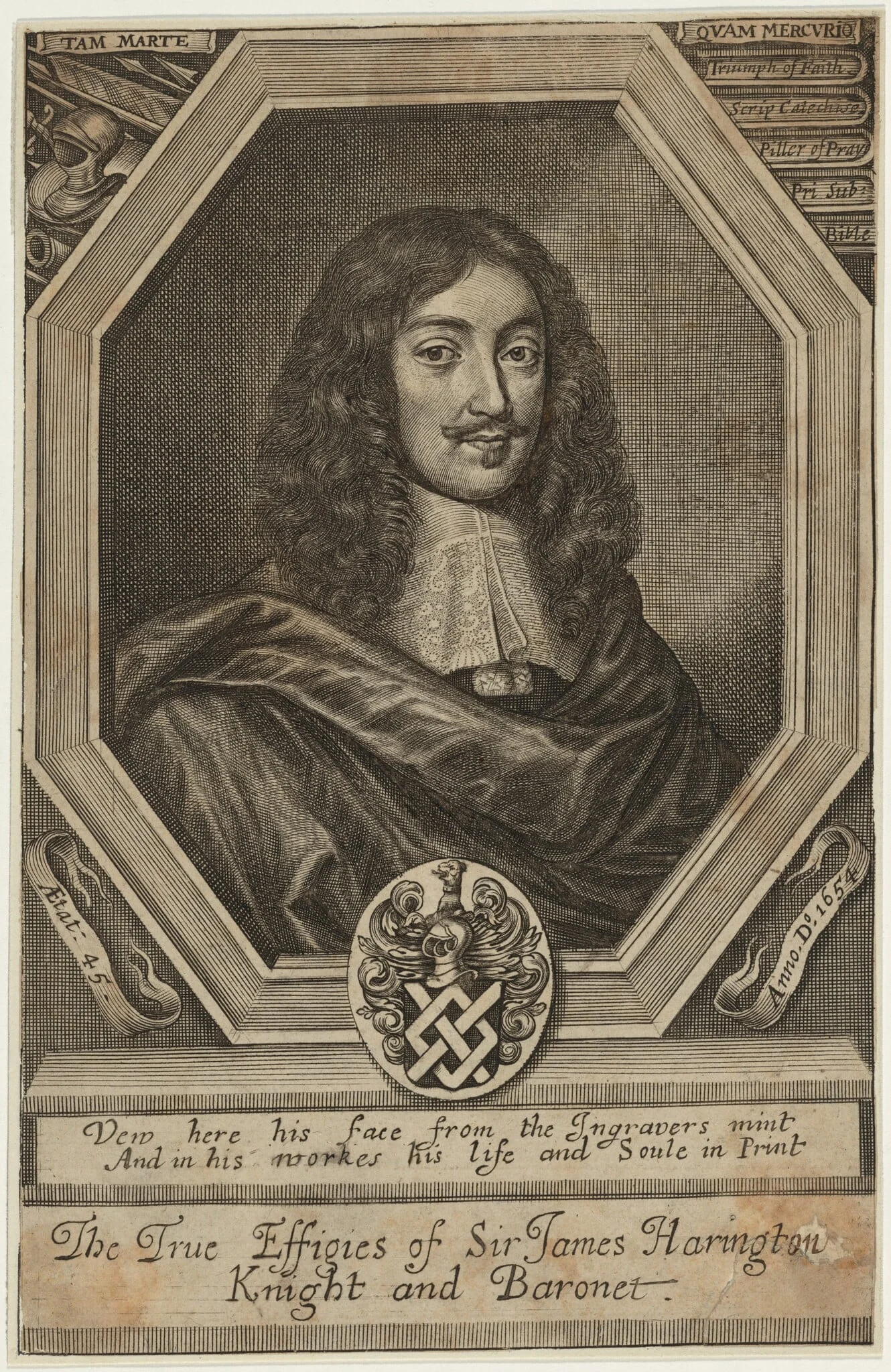 Sir James Harrington, Bart., by William Faithorne, ink, 1682