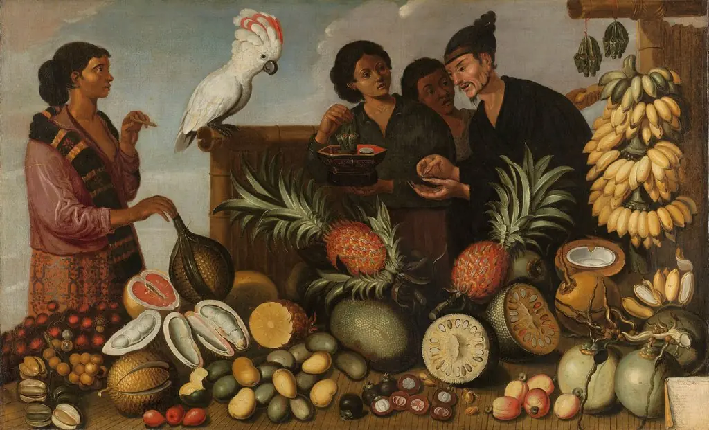 A market stall in the Indies