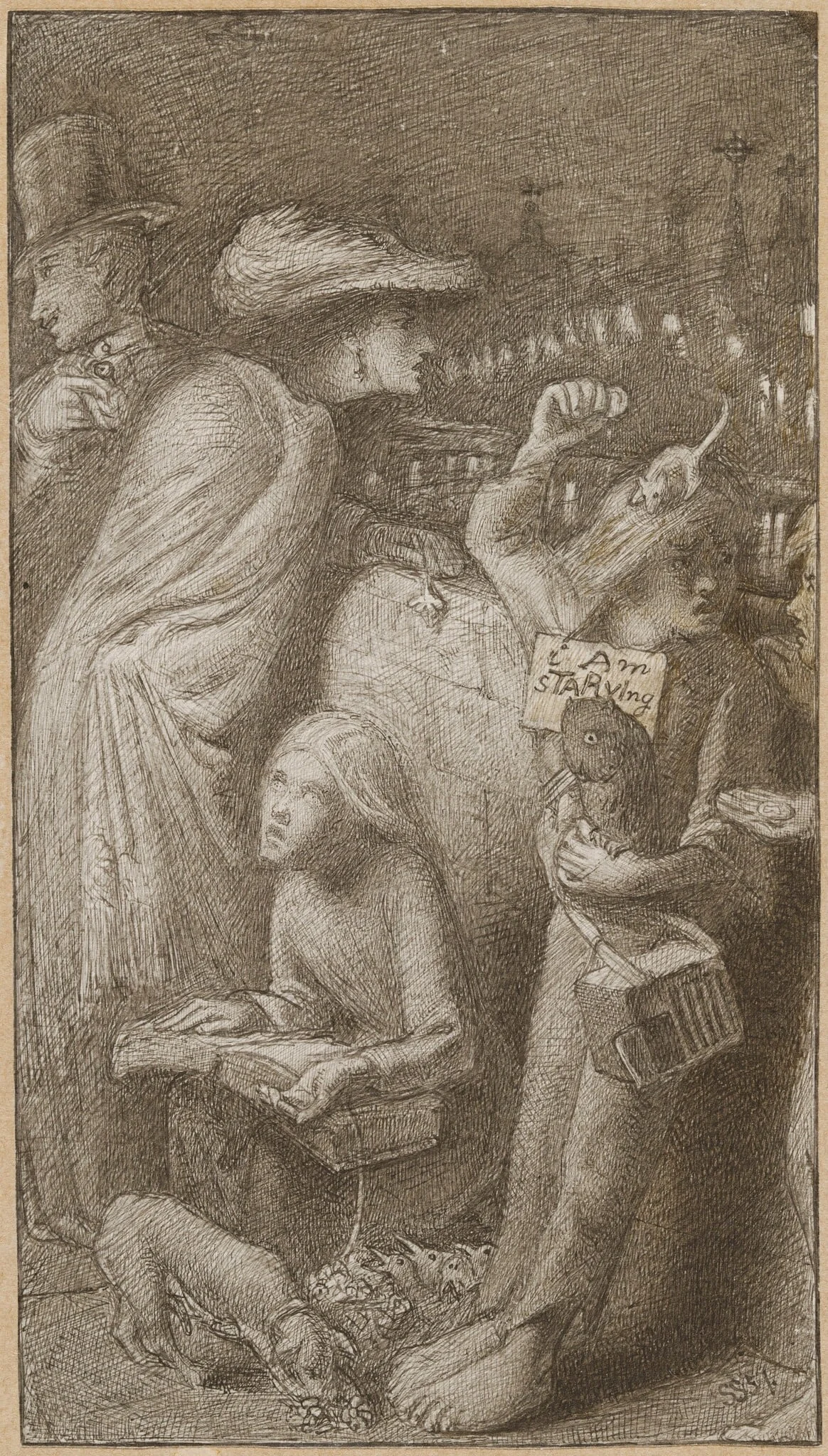 I Am Starving, by Simeon Solomon, ink, 1857