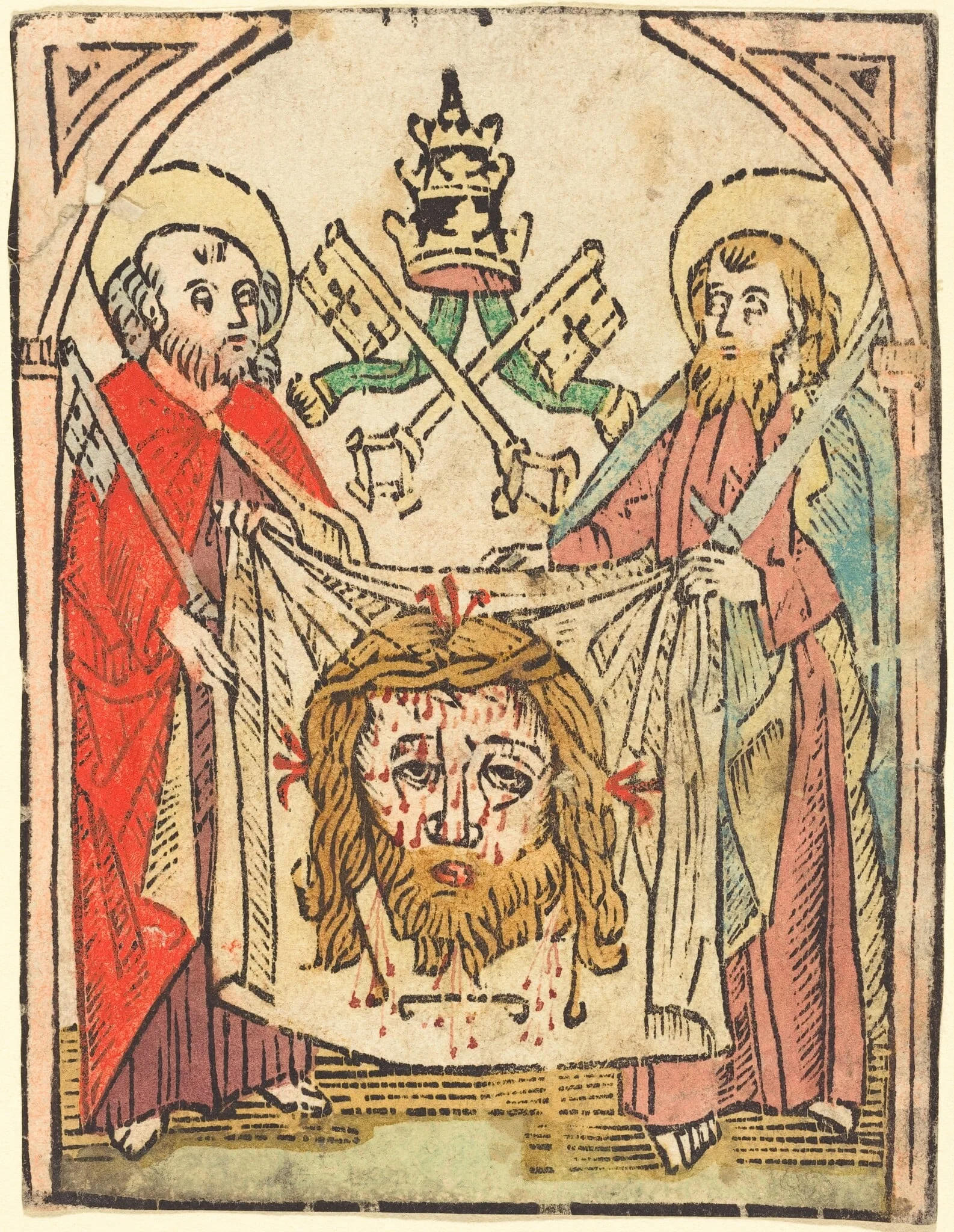 Saints Peter and Paul with the Sudarium, by German 15th Century, ink, 1475
