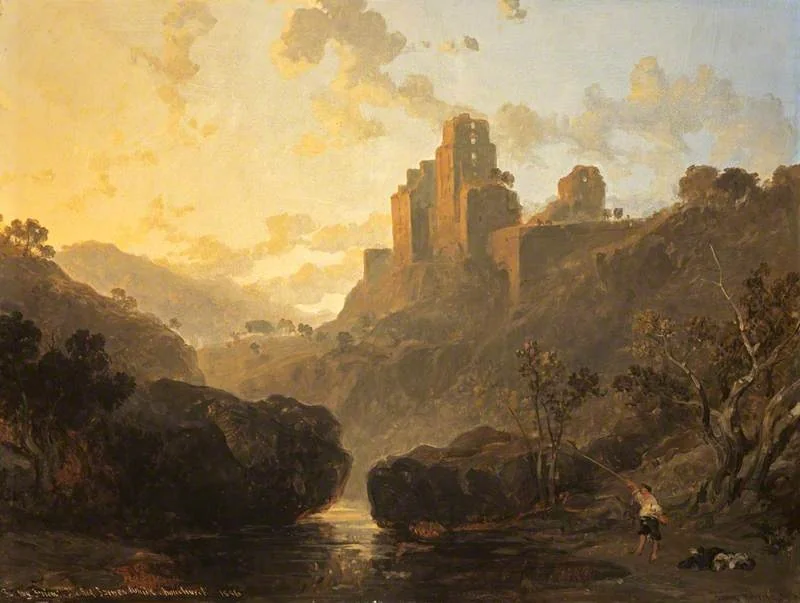 Capriccio Landscape (called View of Rosslyn Castle), by David Roberts, oil, 1856