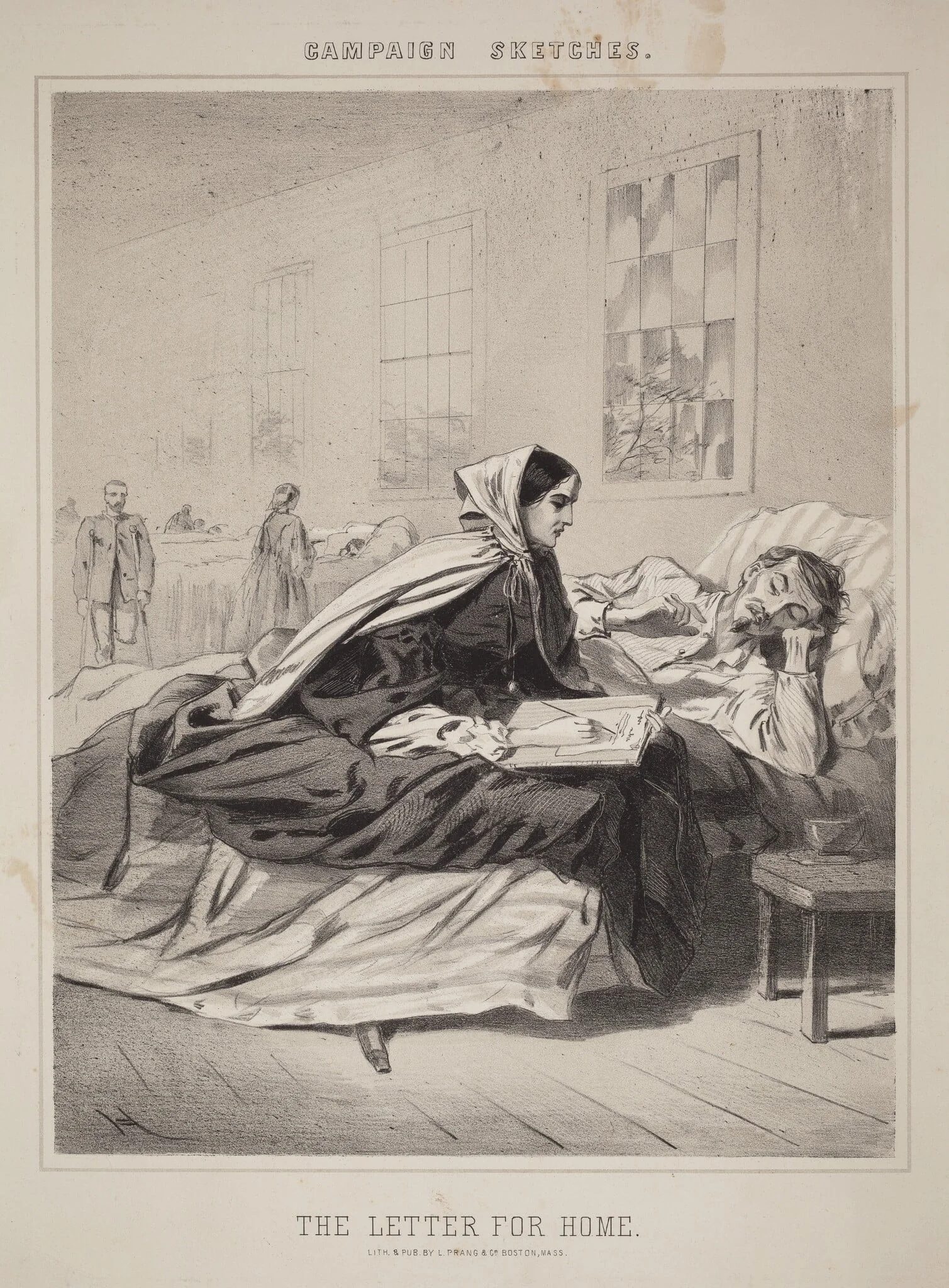 Campaign Sketches: The Letter for Home, by Winslow Homer, ink, 1863