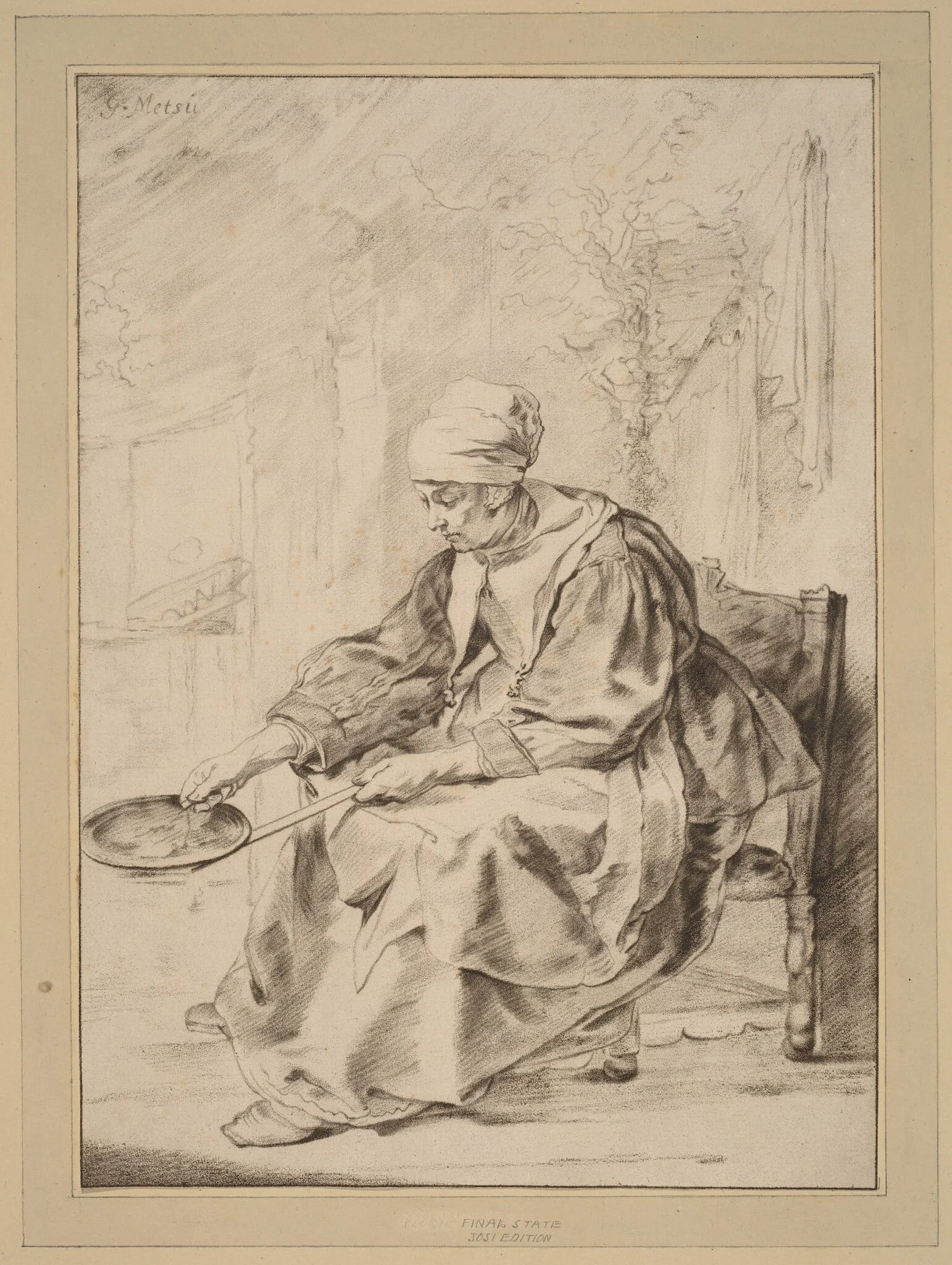 Pancake Woman, by Jacobus Buys, chalk, 1768