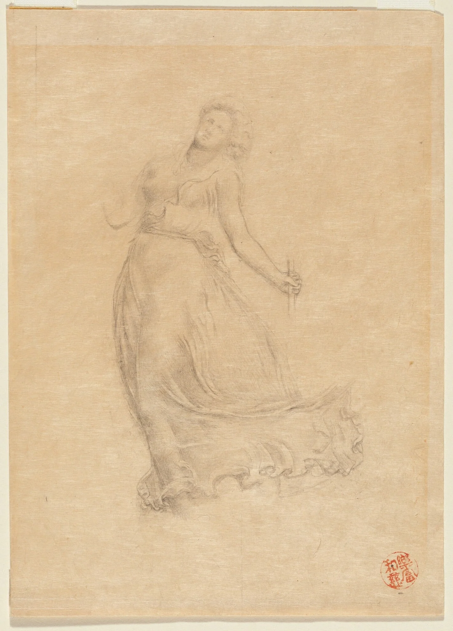 Allegorical Female Figure, by John La Farge, graphite, 1884