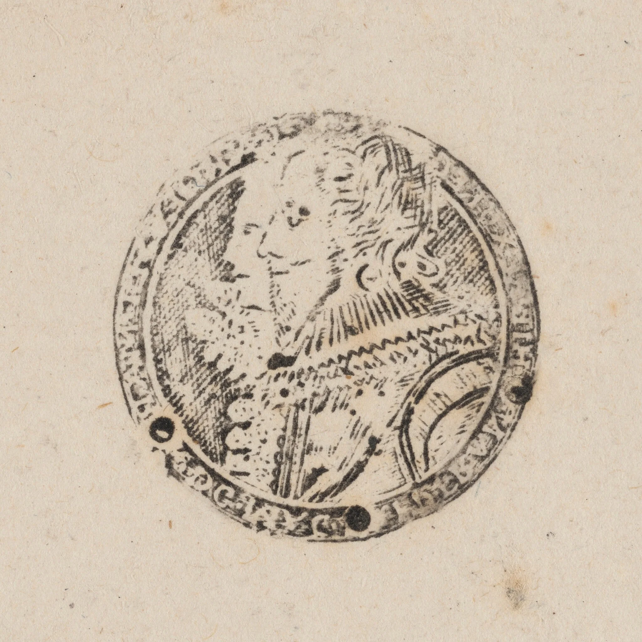 Charles I and Henrietta Maria Facing to the Left [right half], by Dutch 17th Century, ink, 1650