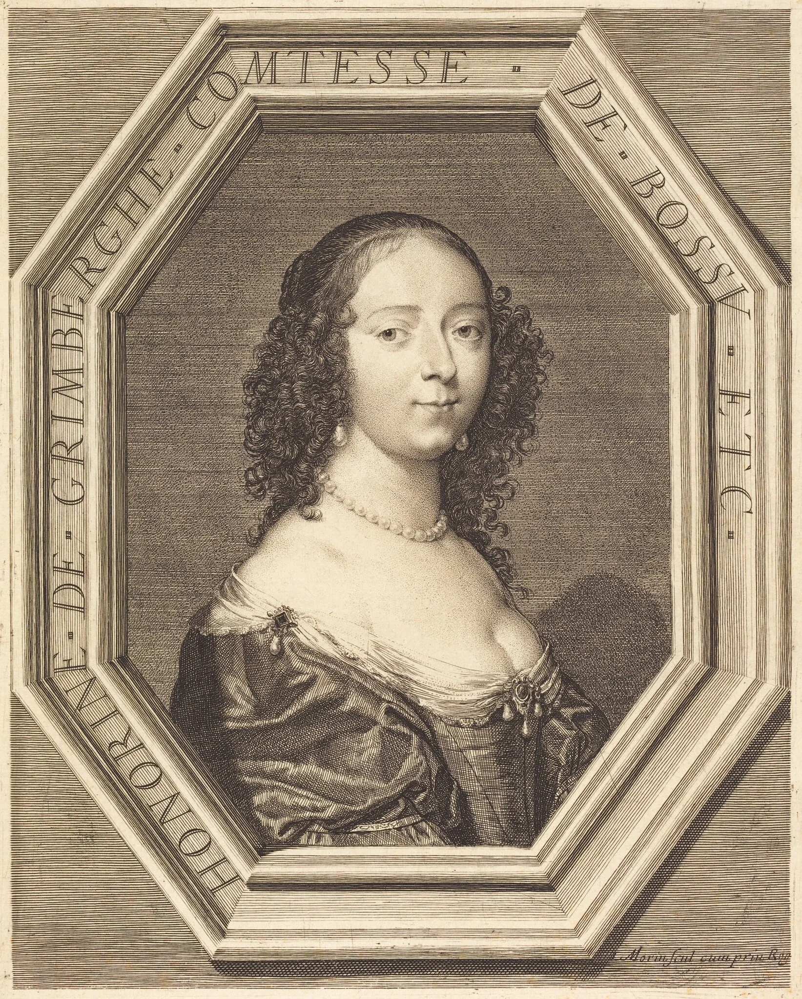 Honorine Grimberge, comtesse de Bossu, by Jean Morin, ink, 1625