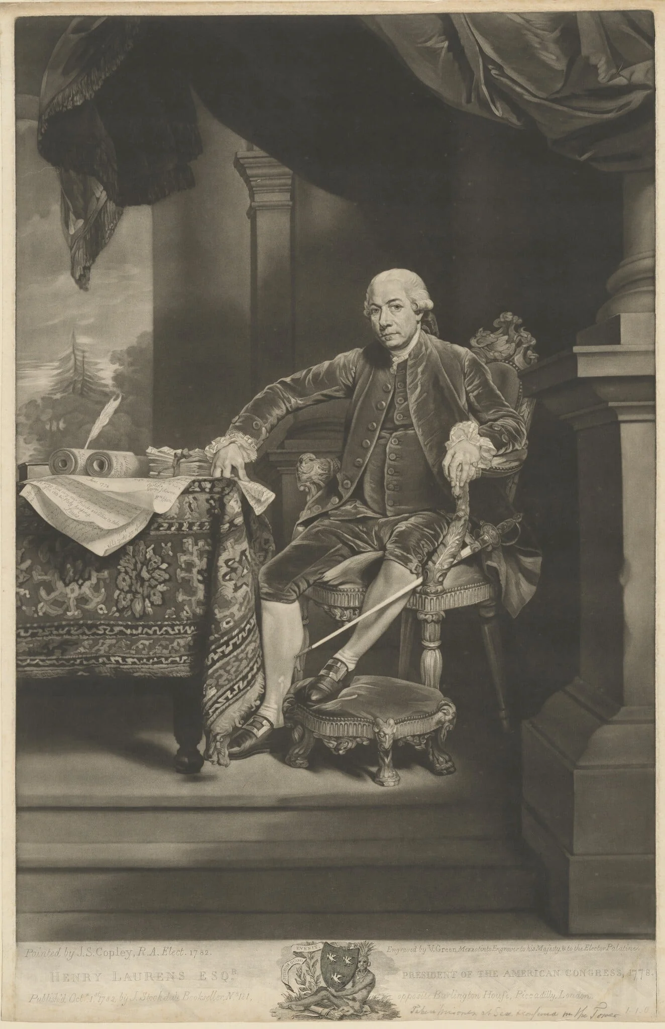 Henry Laurens, by Valentine Green, ink, 1782
