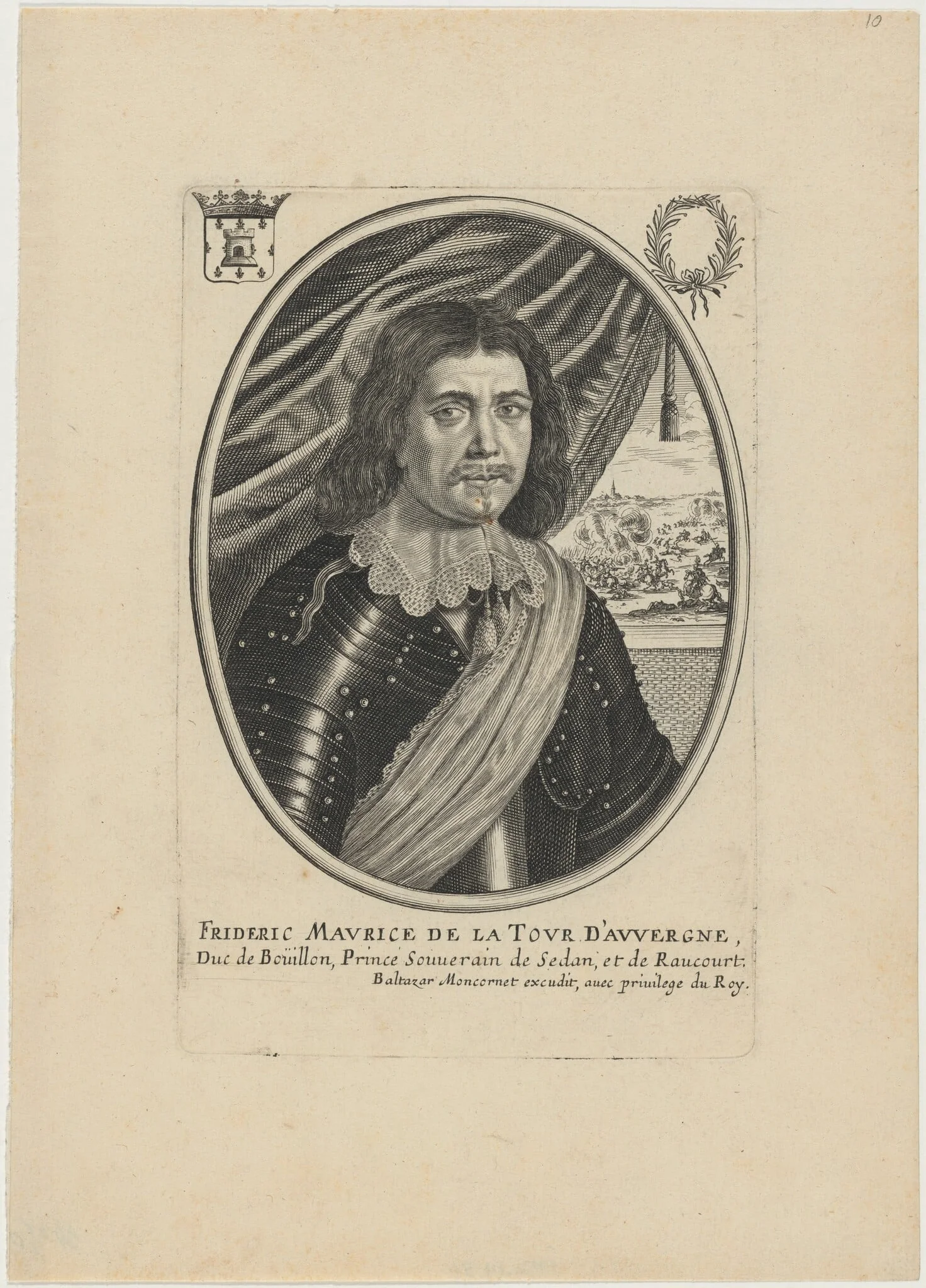 Frederick Maurice de la Tour d'Auveregne, Duc de Bouillon, by Balthasar Moncornet, ink, 1634