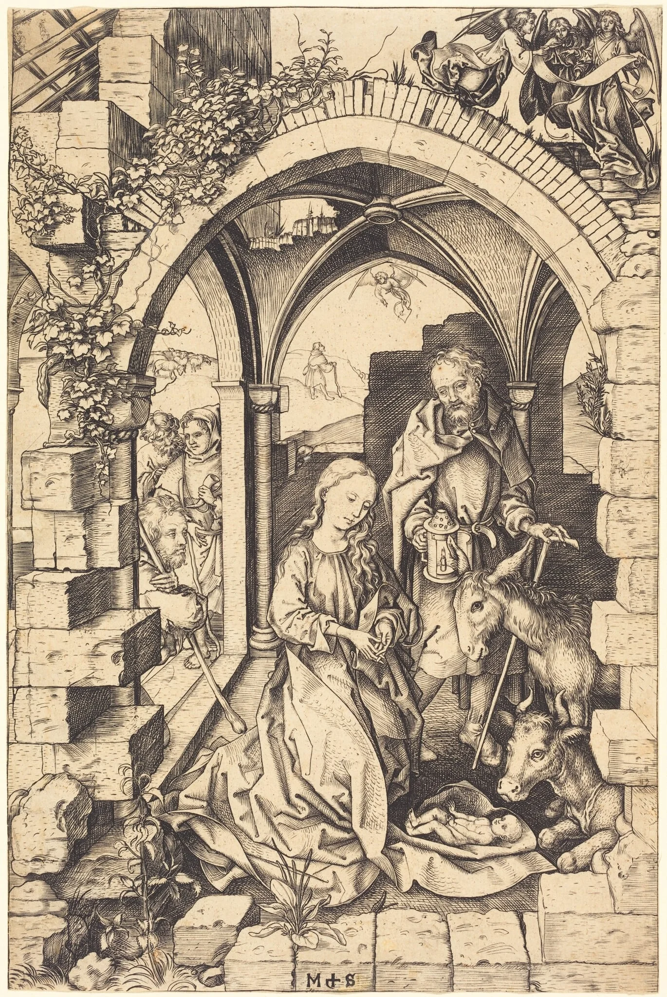 The Nativity, by Martin Schongauer, ink, 1472