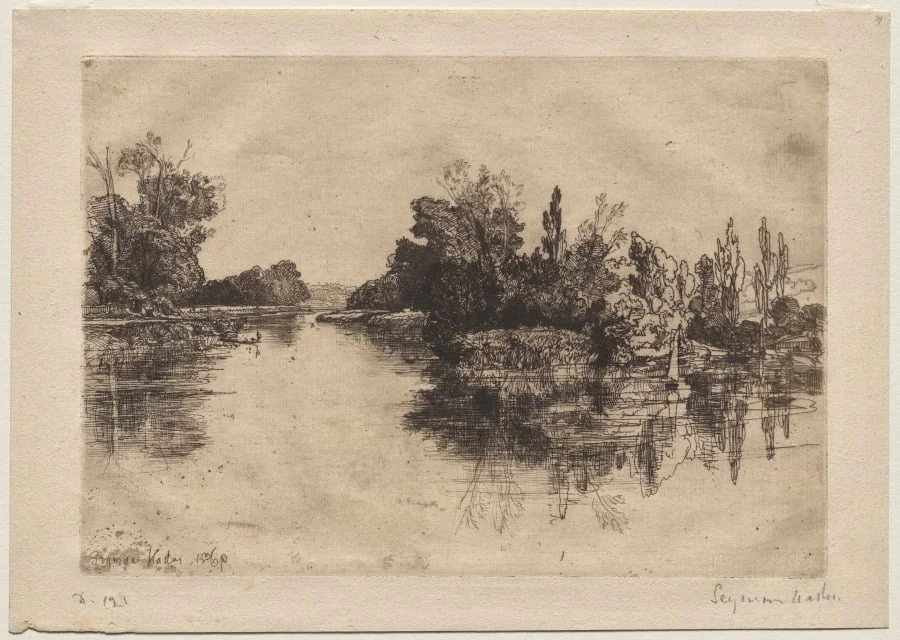The Island, opposite Boyle's Farm, by Francis Seymour Haden, 1869