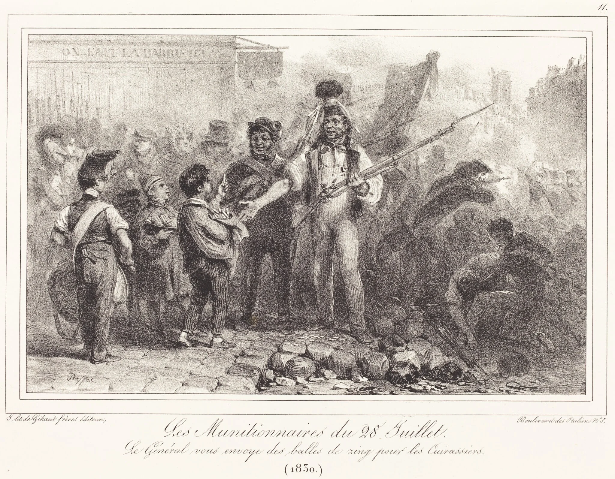 Les Munitionaires du 28 Juillet, by Auguste Raffet, ink, 1830