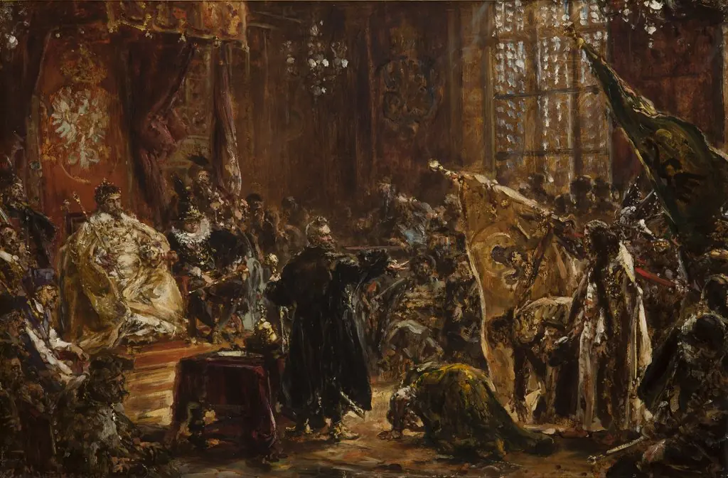 Tsars Shuyski brought by Żółkiewski to the Warsaw Sejm in front of Zygmunt III