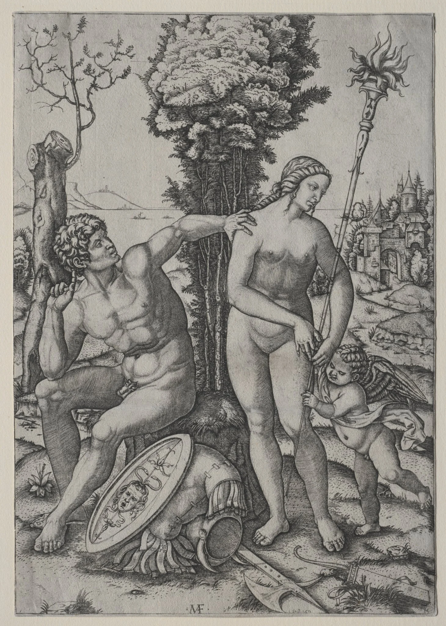 Venus, Mars and Cupid, by Marcantonio Raimondi, 1508
