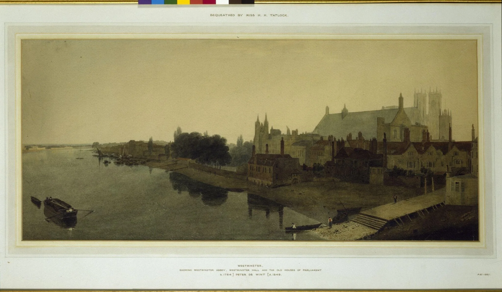 Westminster Palace, Hall and Abbey, by Peter De Wint, watercolor, 1850