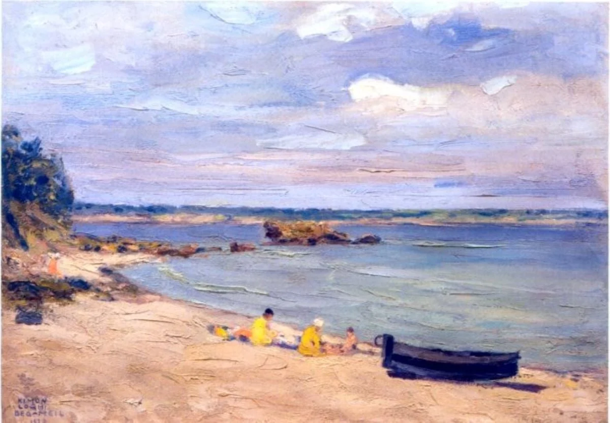 Plajă la Beg - Meil, by Kimon Loghi, unspecified, 1929