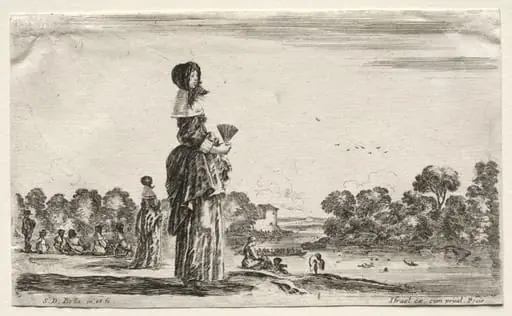 Various Figures and Landscapes:  Women Watching Bathers along a River