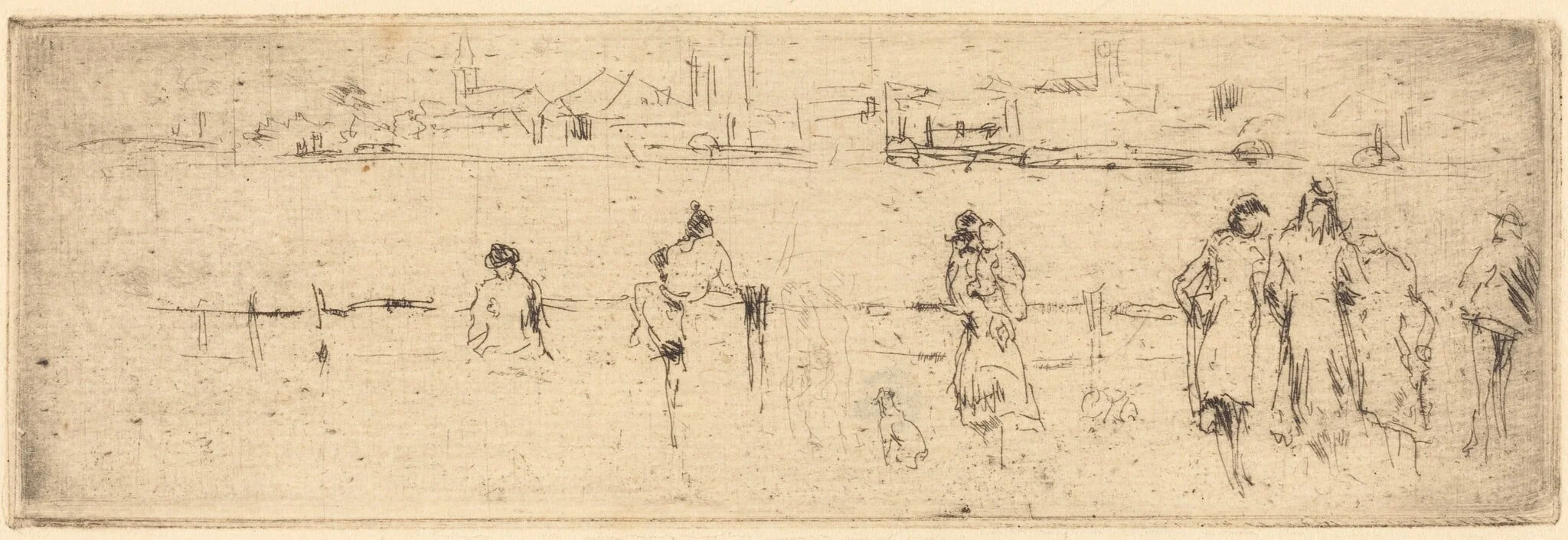 A Sketch of the Embankment, by James McNeill Whistler, ink, 1885