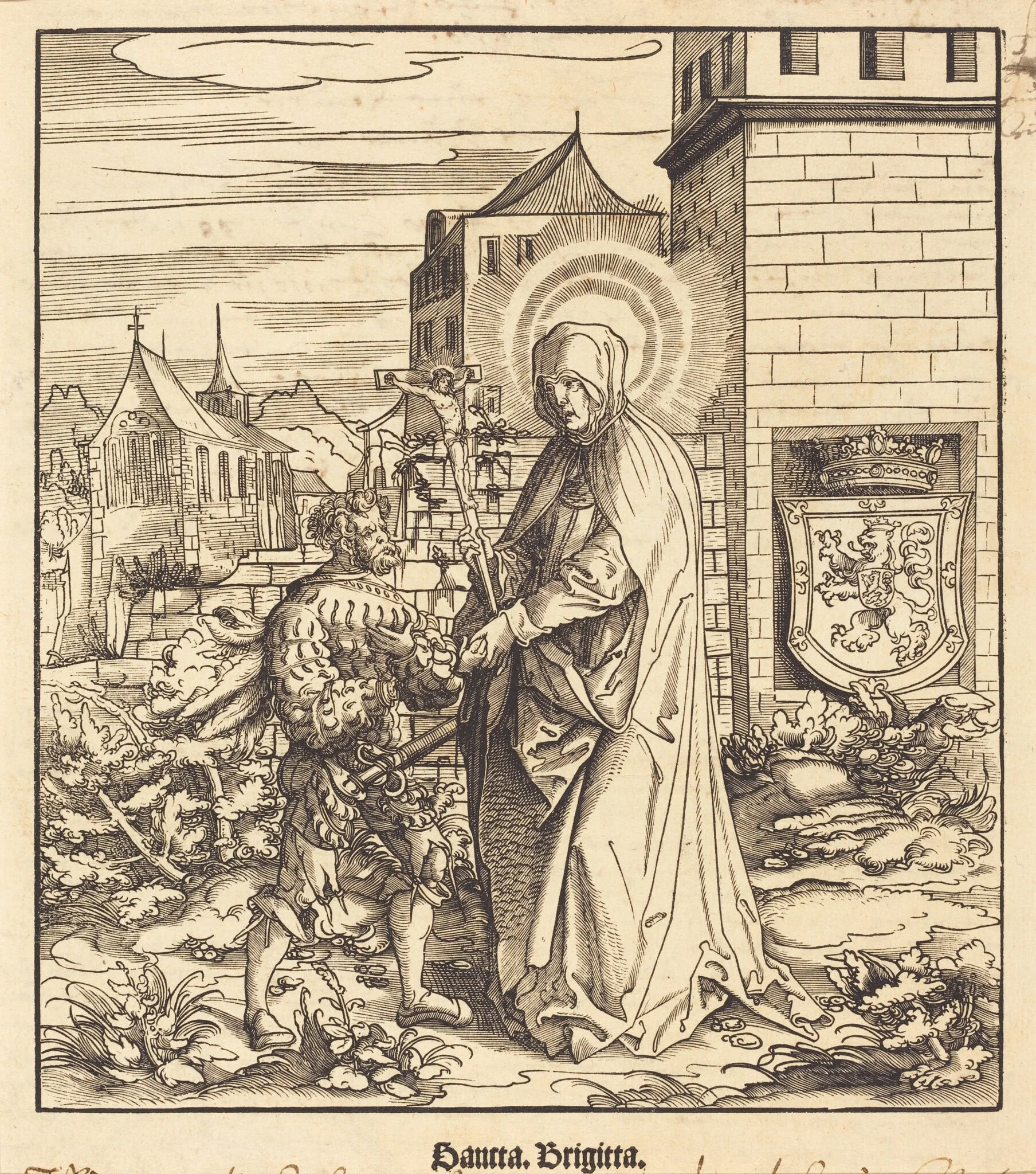 Saint Brigitta, by Leonhard Beck, ink, 1517