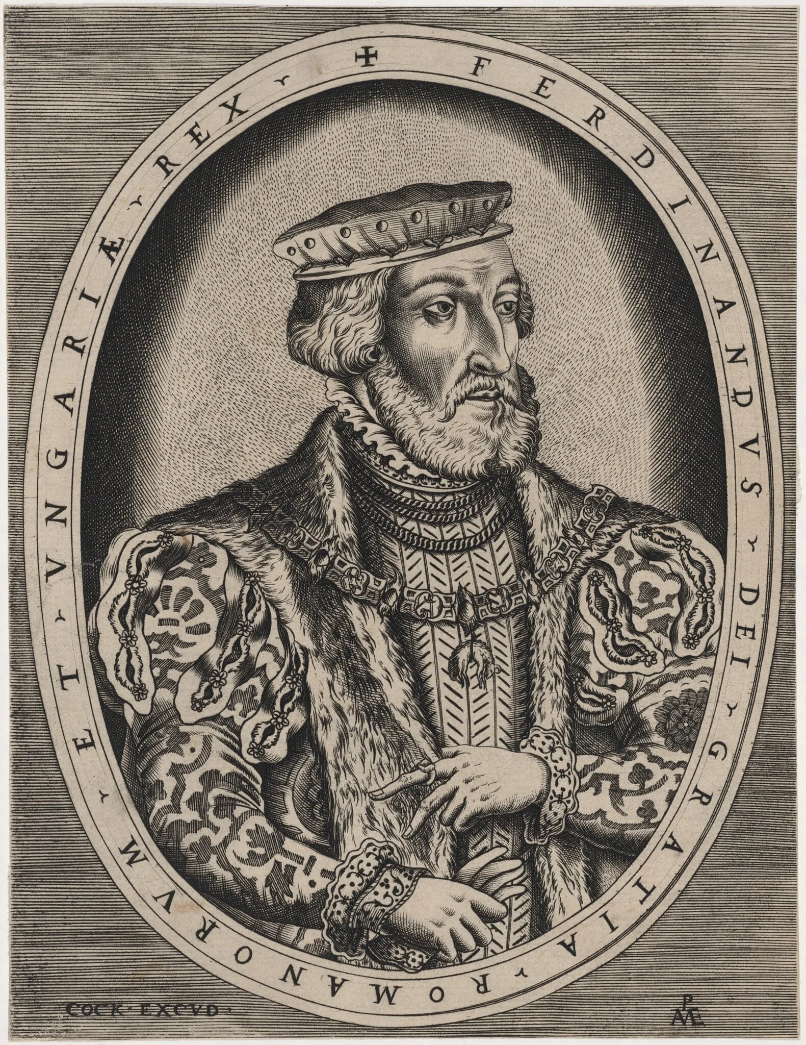Ferdinand I, Roman Emperor, by Hieronymus Cock, ink, 1540