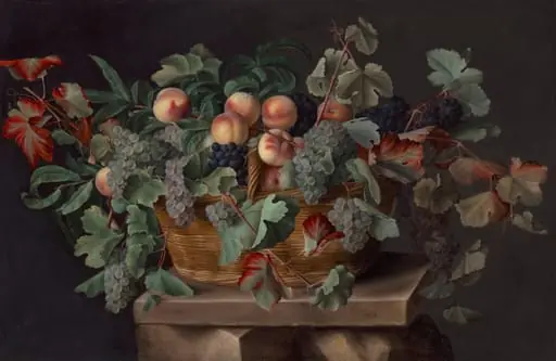 Still Life with a Basket of Peaches and Grapes