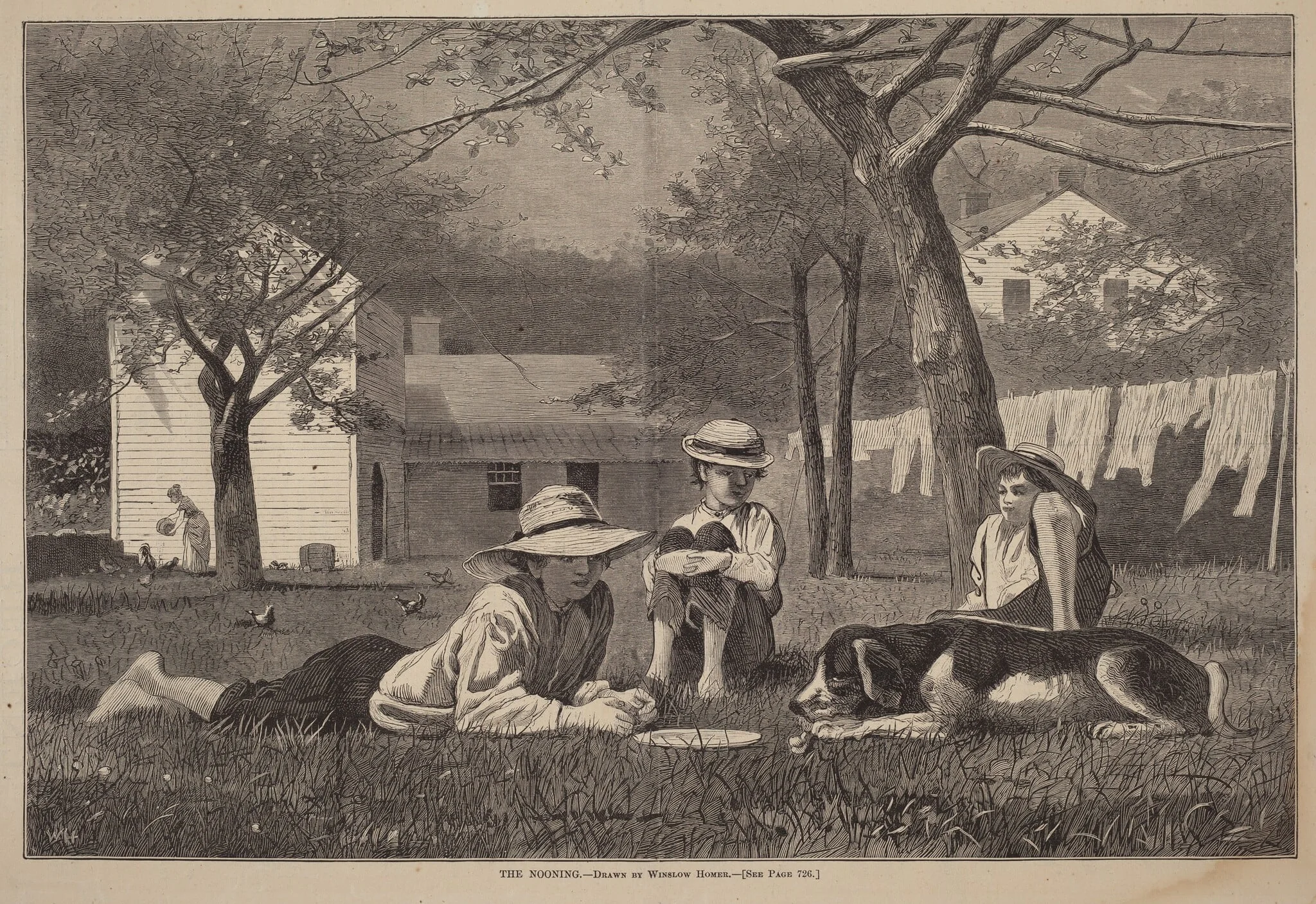 The Nooning, by American 19th Century, ink, 1873