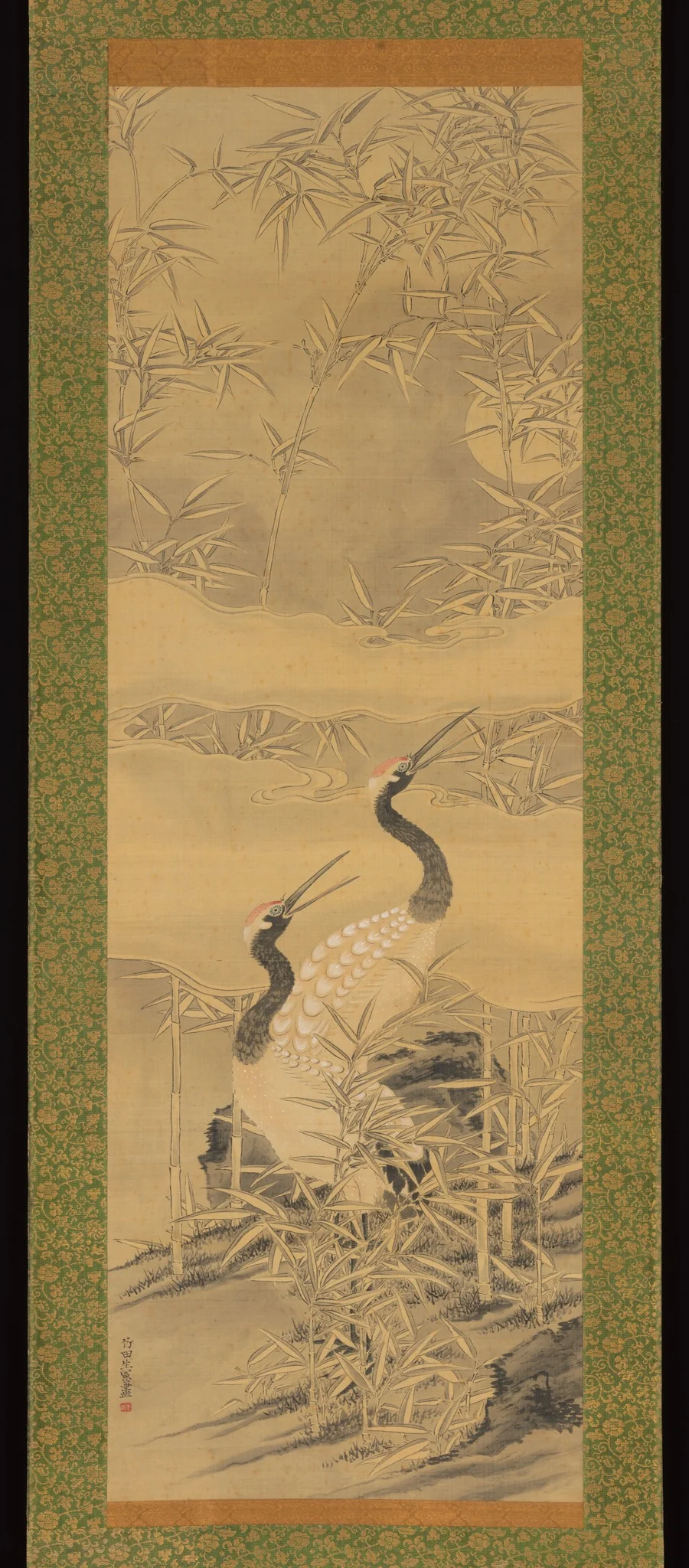 Pair of Cranes in Bamboo Grove, by Tanomura Chikuden, unspecified, 1830
