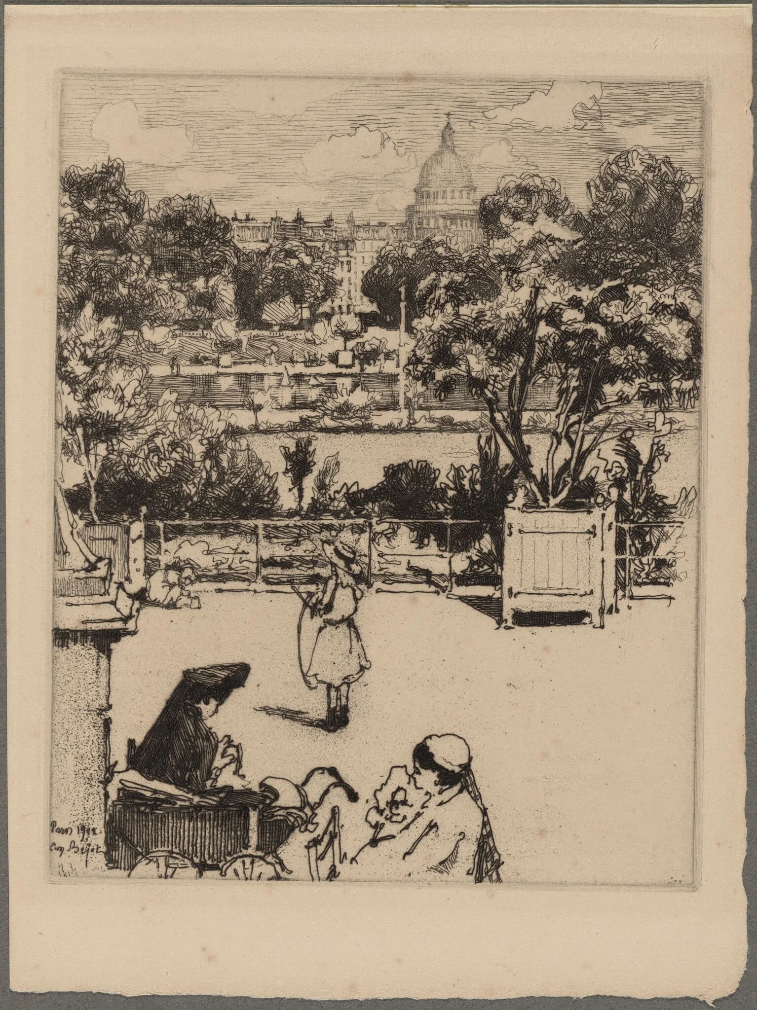 Le Luxembourg, by Eugène Béjot, ink, 1903