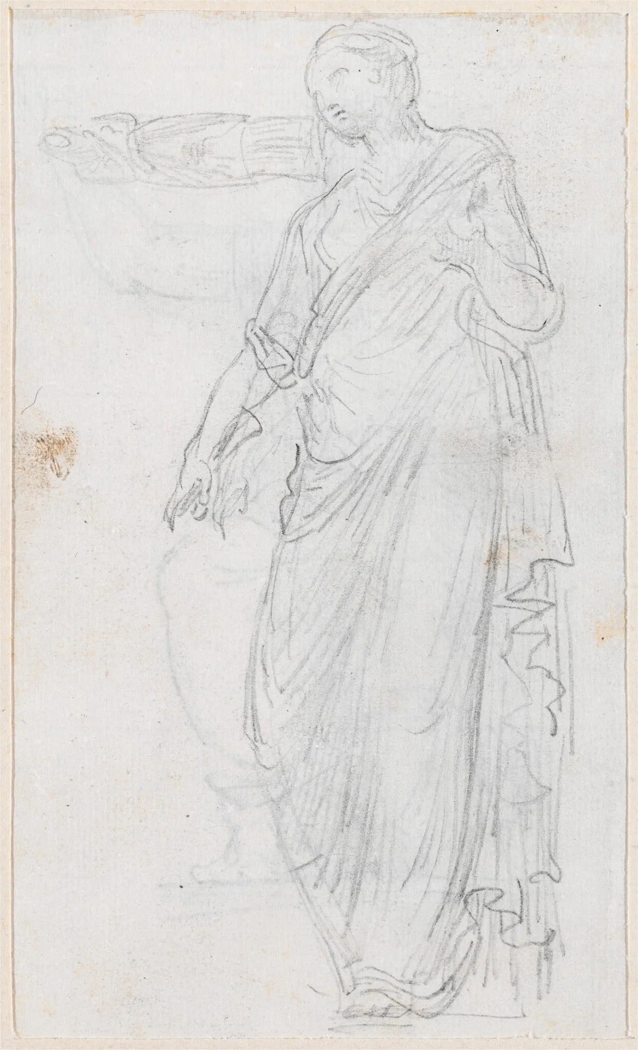 Woman in Toga [verso], by Hubert Robert, graphite, 1760