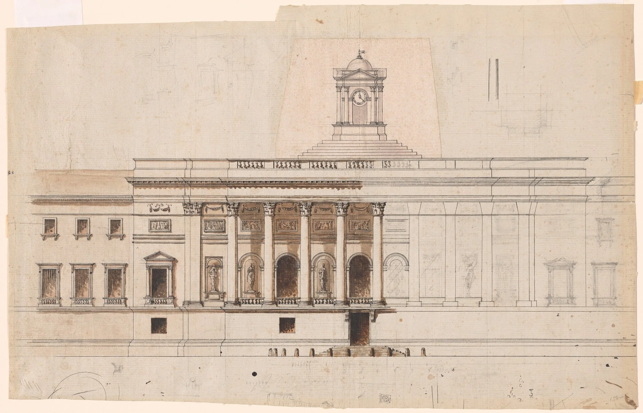 Architectural Study, by Giuseppe Valeriani, ink, 1701