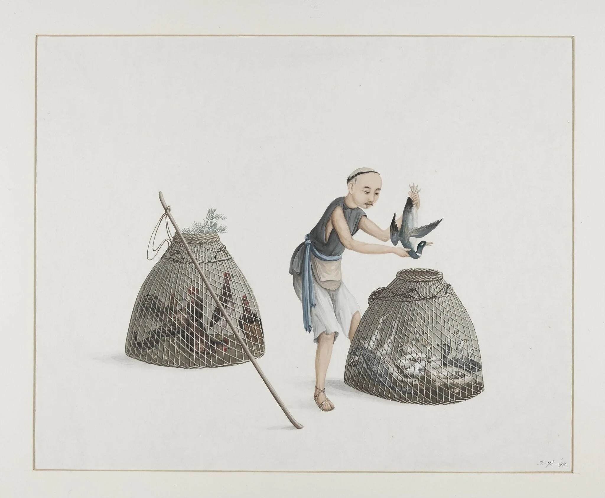 A Poultry Seller, by Puqua, paint, 1790